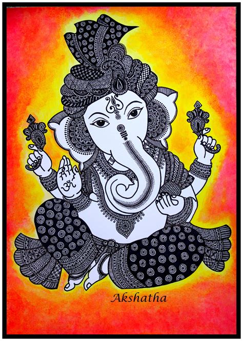 Hindu God Lord Ganesha Zentangle Art Print Etsy