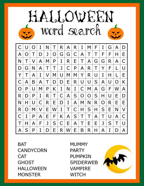15 Best Printable Halloween Word Search Worksheets