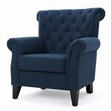 Blue accent chairs are a great way to spice up your living room. Noble House Merritt Dark Blue Fabric Tufted Club Chair ...
