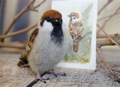 Needle Felted Bird Needle Felted Animal Couple Of Bird Brow Etsy