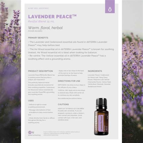 Doterra Lavender Peace Essential Oil 15ml Therapeutic Wellness
