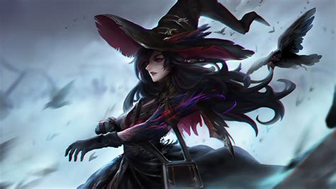 Download 1920x1080 Wallpaper Dark Witch Fantasy Crow Raven Full Hd