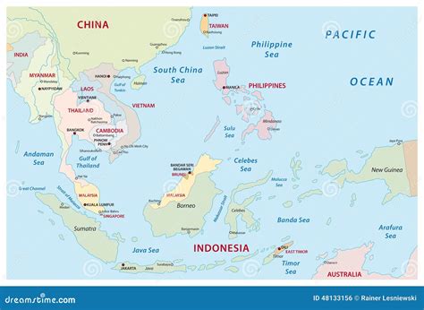Mappa Di Sud Est Asiatico Illustrazione Vettoriale Illustrazione Di