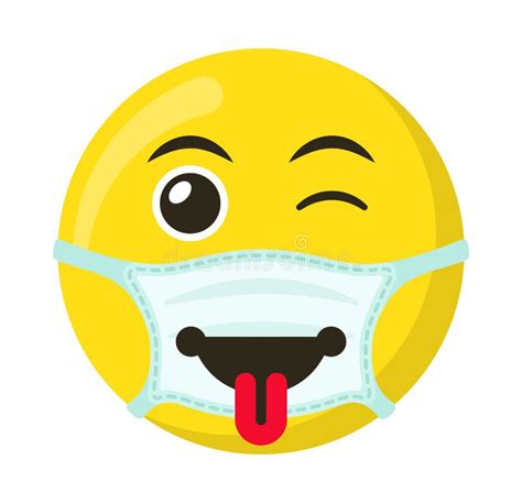 Yellow Emoticon And Emoji Smile In The Medical Mask Stock Vector