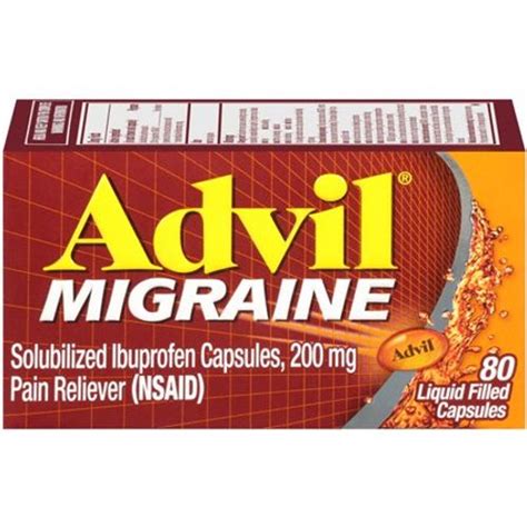 Advil Migraine Pain Reliever 200 Mg Liquid Filled Capsules 80 Ea