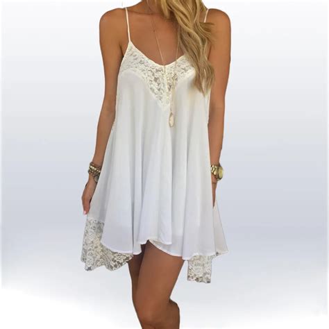 Summer Dress 2018 Mini Sleeveless Casual Lace Dresses For Woman Fit Beach Sexy Short White Women