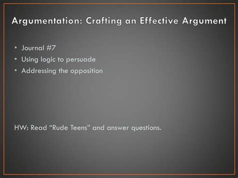 Ppt Argumentation Crafting An Effective Argument Powerpoint