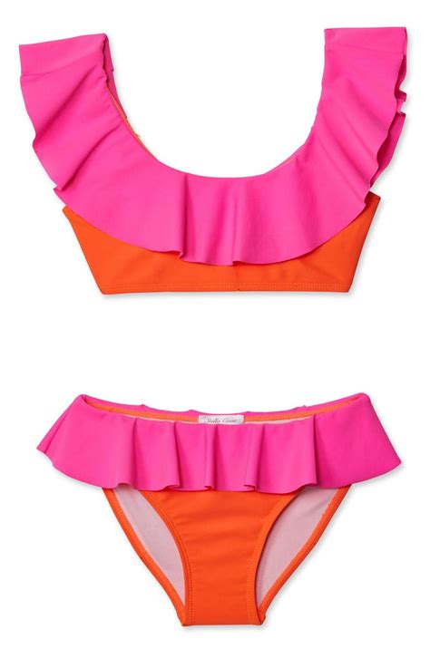 Stella Cove Bright Neon Ruffle Two Piece Swimsuit Toddler Girls