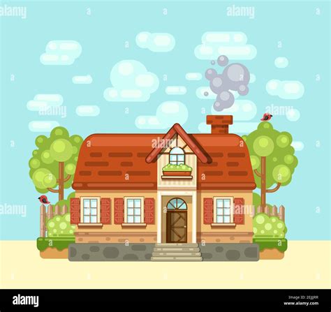 Cozy House In The Village Vector Illustration Stock Vector Image And Art