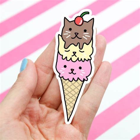 Cat Ice Cream Ice Cream Cone Stickers Cool Bumper Stickers Cat