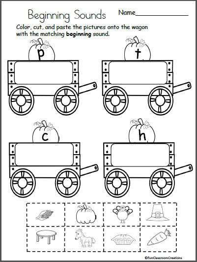 Free Fall Kindergarten Worksheets Beginning Sounds Made By Teachers