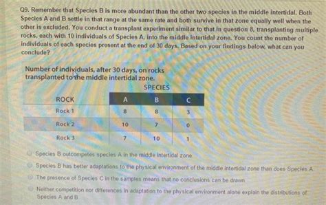 Solved Q9 Remember That Species B Is More Abundant Than The