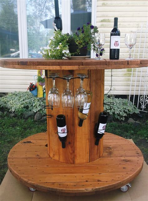 Wood Spool Wine Bar Table In 2020 Wooden Spool Tables Wooden Spool
