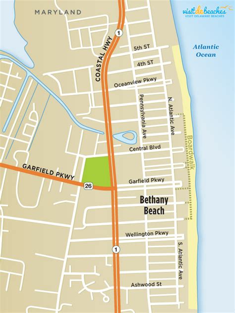 Map Of Bethany Beach De Visit Delaware Beaches Rehoboth Bethany