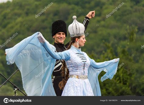 A Beautiful Young Girl And A Guy In A Traditional Circassian Costumes