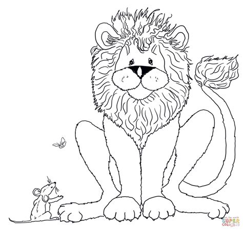 The Mouse Speaks To The Lion Coloring Page 1600×1519 Pixels Avec