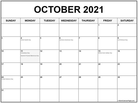 Just free download 2021 calendar file as pdf format, open it in acrobat reader or another program that can display the pdf file format. October 2021 calendar with holidays