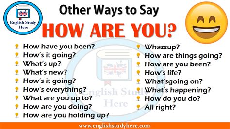 Other Ways To Say How Are You In English English Study Other Ways