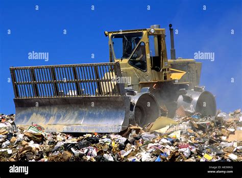 Bulldozer Compacter Working In A Landfill In Boise Idaho Stock Photo