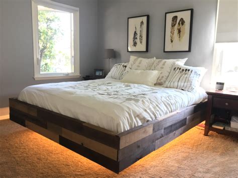 Weathered Hardwood King Size Floating Bed Ifttt2dqug6v