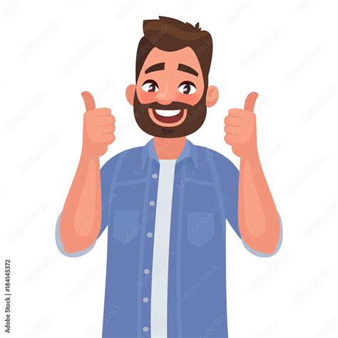 Joyful Man Shows Gesture ñool I Like Vector Illustration Stock Vector