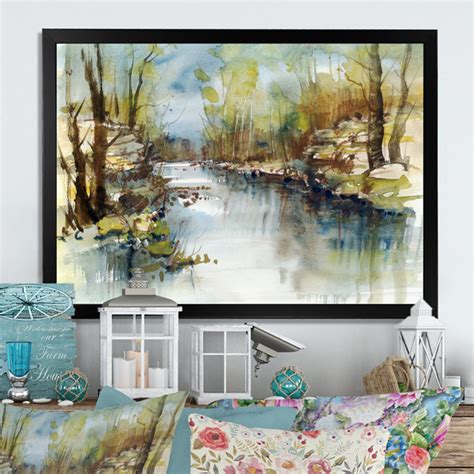 Millwood Pines Summer River Landscape Illustration Ii On Wayfair