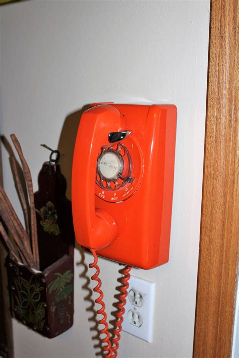 Vintage Tangerine Orange Wall Telephone Stromberg Carlson 1970s Rotary Dial