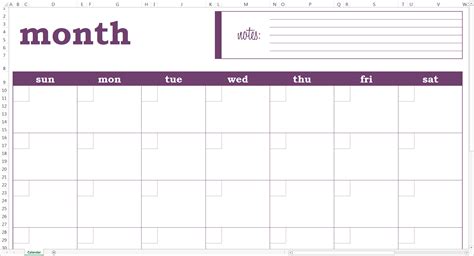 Month At A Glance Blank Calendar Template Example Calendar Printable