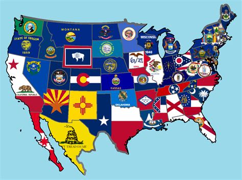 Usa Flag 50 States Map