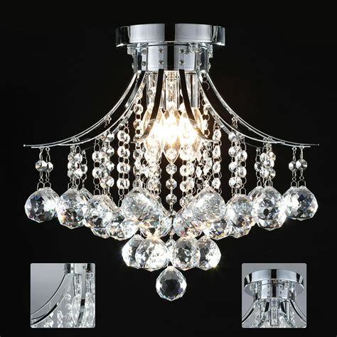 Raindrop Crystal Chandelier Flush Mount Ceiling Light Fixture With 3