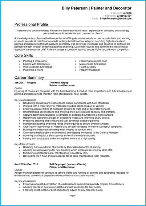 Cv For Painter And Decorator