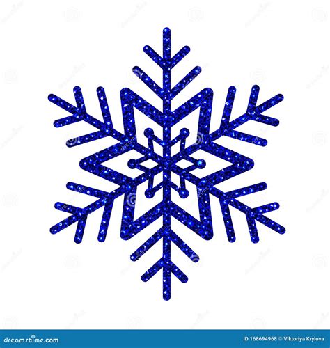 Vector Christmas Decoration Blue Glitter Snowflake Texture Isolated On