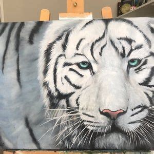 White Tiger Painting Oil Painting On Canvas 40 X40 Tiger Painting