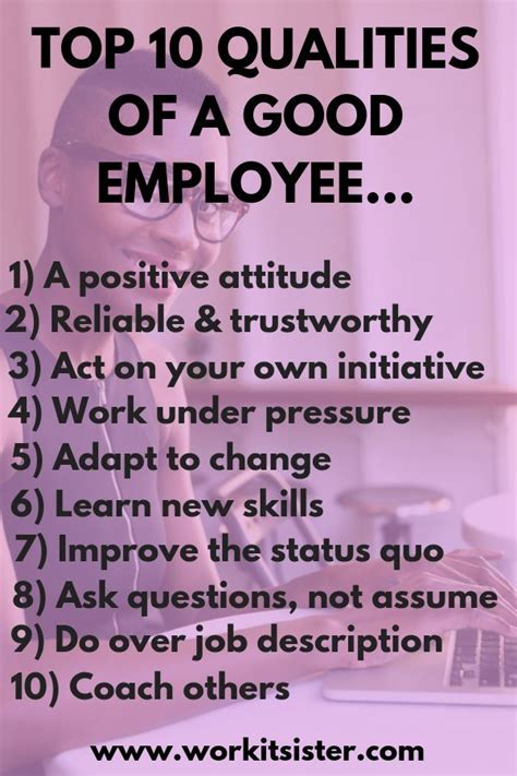 Top 10 Qualities of a Good Employee | Good employee, Job advice, Job