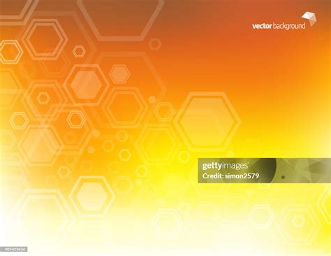 Orange Color Background With Fading White Hexagon Shape Pattern High