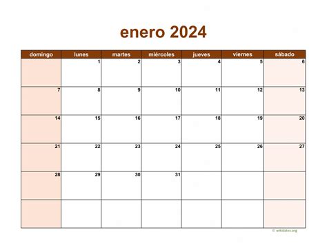 Calendario Enero 2024 De México