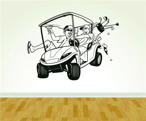 Golf Cart And Golfers Golfing Wall Vinyl Wall Decal Sticker Sticker