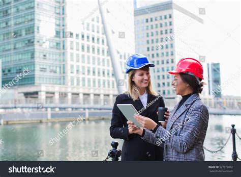 Two Young Woman Engineers Showing Plan Stock Photo 527672872 Shutterstock