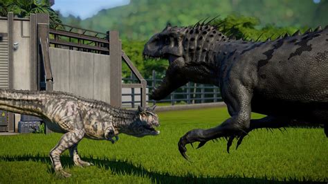 Jurassic World Evolution Indominus Rex VS T Rex VS Carnotaurus