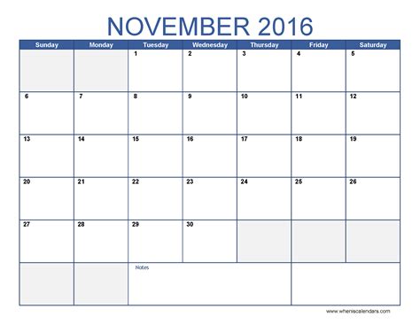 November 2016 Calendar with Holidays USA Singapore UK Canada
