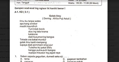 Urip ora mung golek seneng, dalam aksara jawa yaitu: Soal Dan Jawaban Bahasa Jawa Kelas 12 - IlmuSosial.id