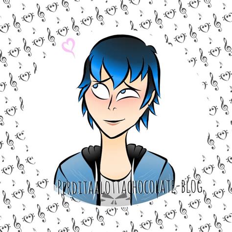 A Drawing Of A Person With Blue Hair