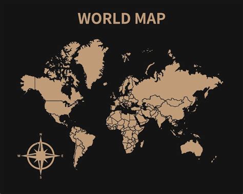 Premium Vector Old World Map With Vintage Paper Texture