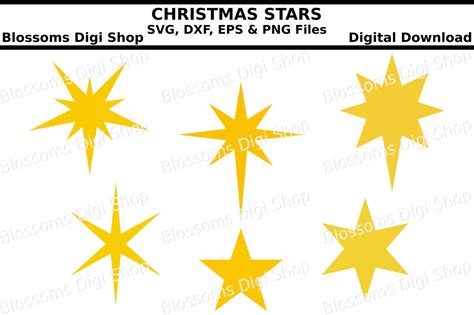 Christmas Stars Svg Eps Dxf And Png Cut Files By Blossoms Digi Shop