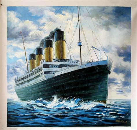 Titanic Painting Oil On Canvas Seascape Titanic Boat Original Oil