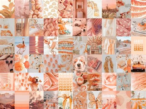 Boujee Boho Peach Aesthetic Wall Collage Kit 60pcs Instant Etsy