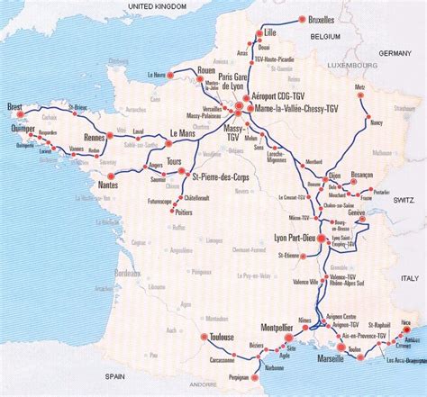 France Rail Map Tgv Train Map France Tgv Map France Rail Western