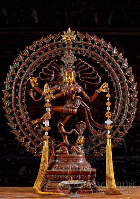 Indian Brass Dancing Shiva As Lord Of Dance Nataraja With Fiery Arch