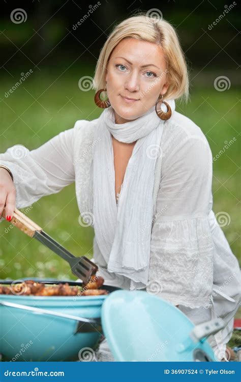 Female Preparing Food On Barbecue Stock Images Image 36907524