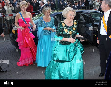 dutch queen beatrix r princess margriet and crown princess maxima arrive at the societeit de
